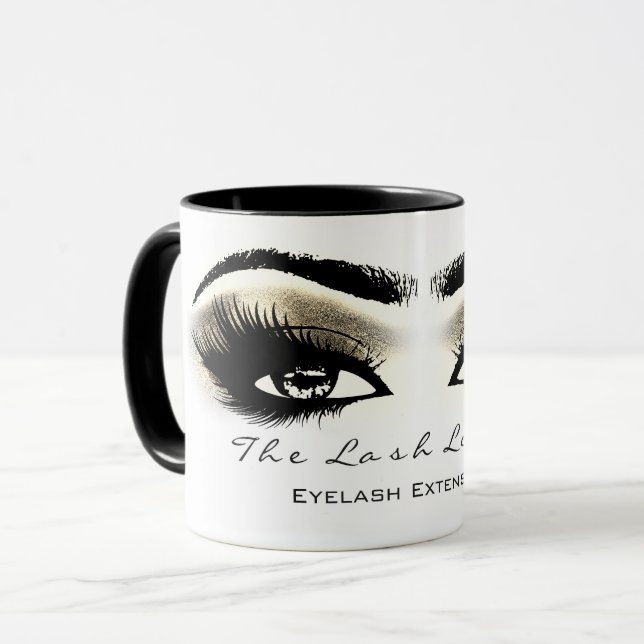 Mug Lashes Extension Maquillage Studio Gold Eyes Blanc (Devant gauche)