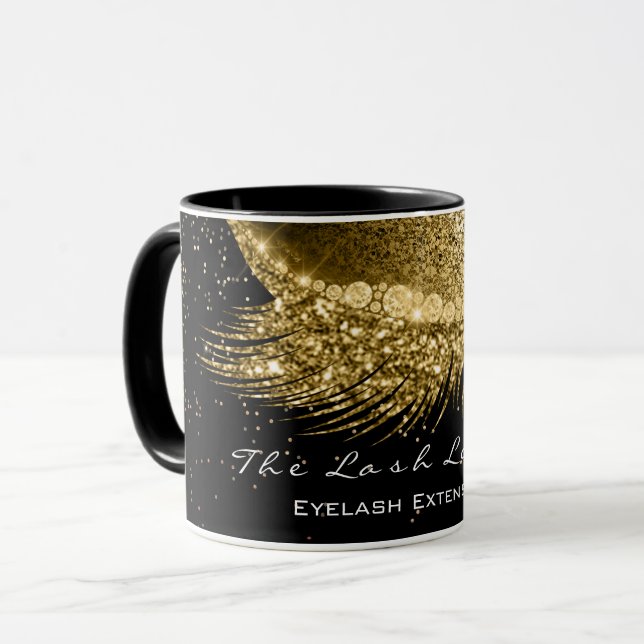 Mug Lashes Extension Maquillage Studio Gold Lux Black (Devant gauche)