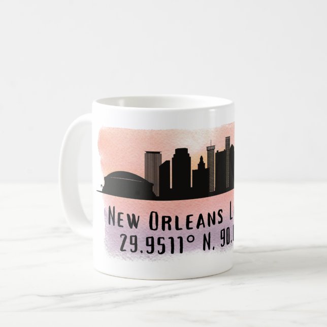 Mug Latitude et longitude de la ligne Skyline de la vi (Devant gauche)