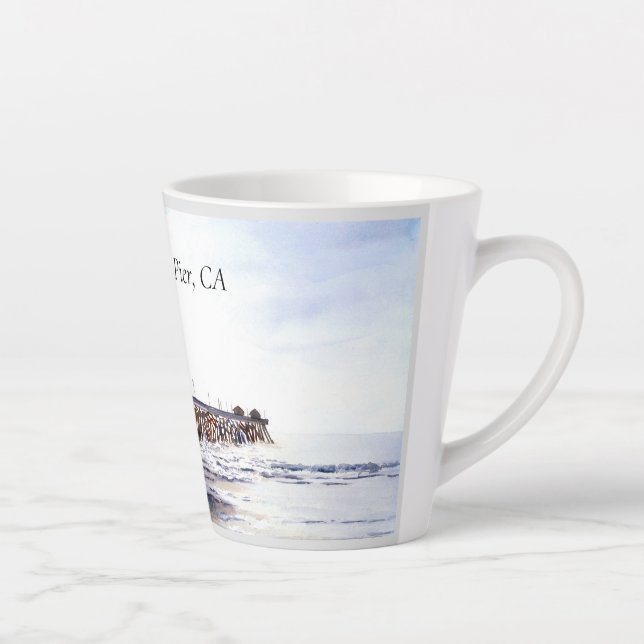 Mug Latte avec San Clemente Pier (Droite)