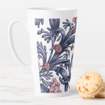 Mug Latte Bleu Rose Art Nouveau