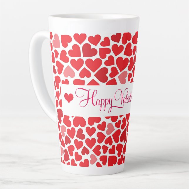 Mug Latte Cœurs Rouges (Angle gauche)