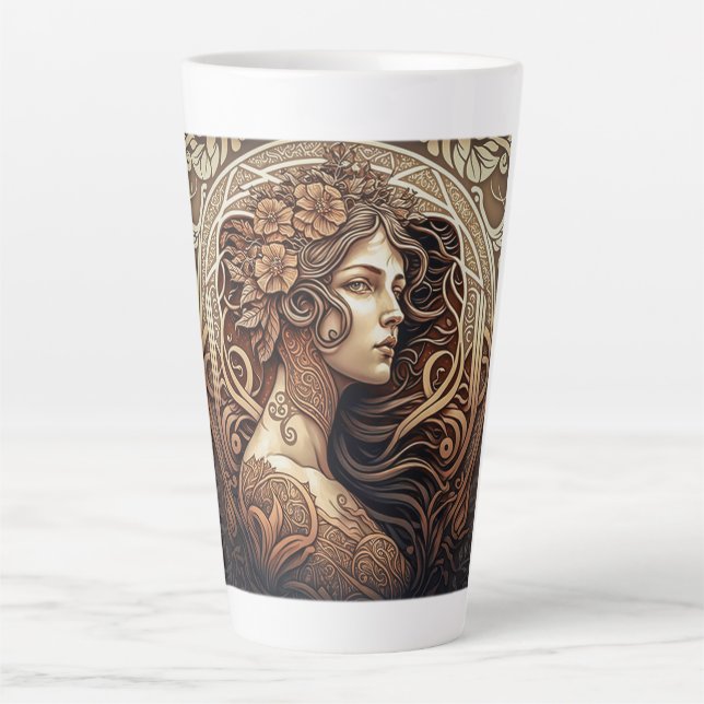 Mug Latte Femme Art Nouveau (Devant)