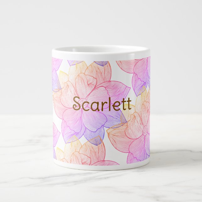 Mug Latte Personnalisé Fleurs Scarlett (Devant)