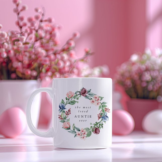 Mug L'AUNTIE la plus aimée jamais fleurie Wreath (Créateur téléchargé)