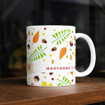 L'automne coloré laisse motif avec nom personnalis