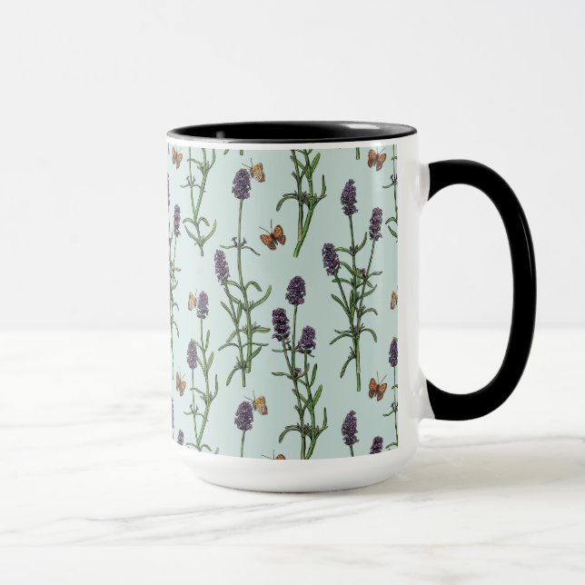 Mug Lavande et papillons sur verre de mer (Droite)