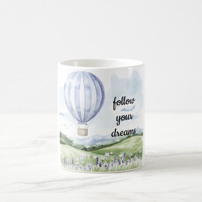 Mug Lavande Florale violet blanc à air chaud (Centre)
