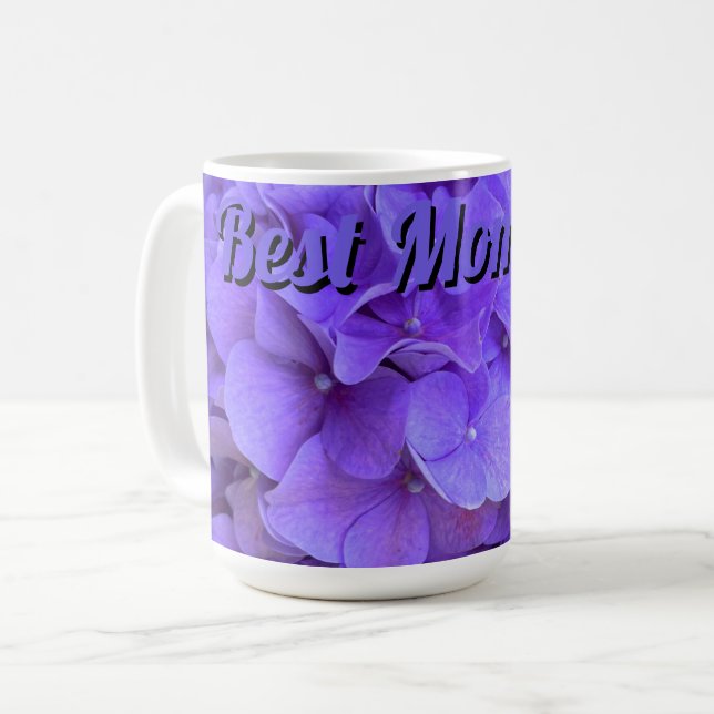 Mug Lavande lilas violet Hydrangeas fleurs meilleur ma (Devant gauche)
