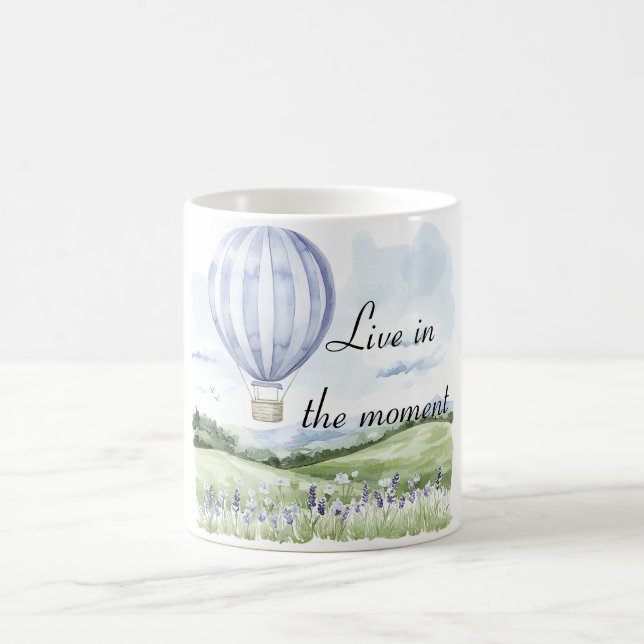 Mug Lavande Rayures Ballon Floral Fête de Mariage (Centre)