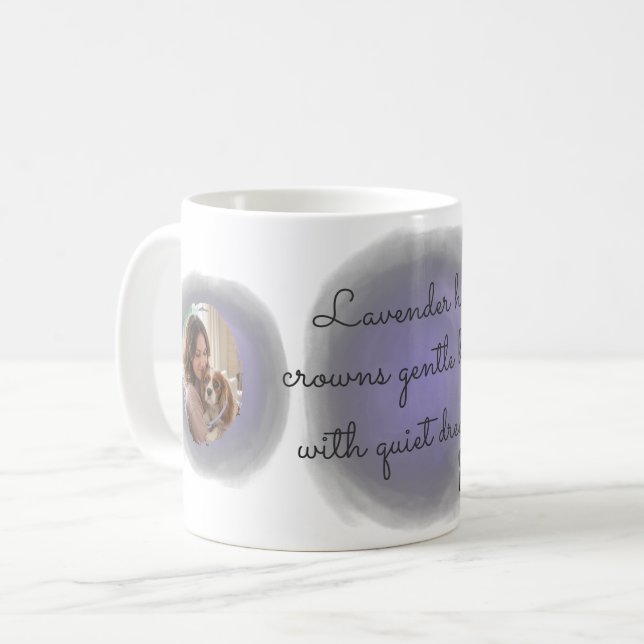 Mug Lavender Cavalier King Charles Spaniel Custom Name (Devant gauche)