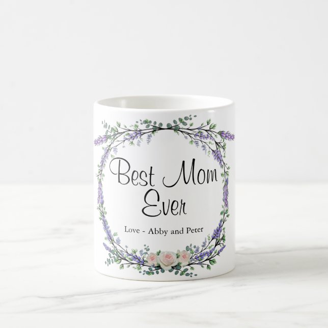 Mug Lavender Eucalyptus rose roses blanches maman (Centre)