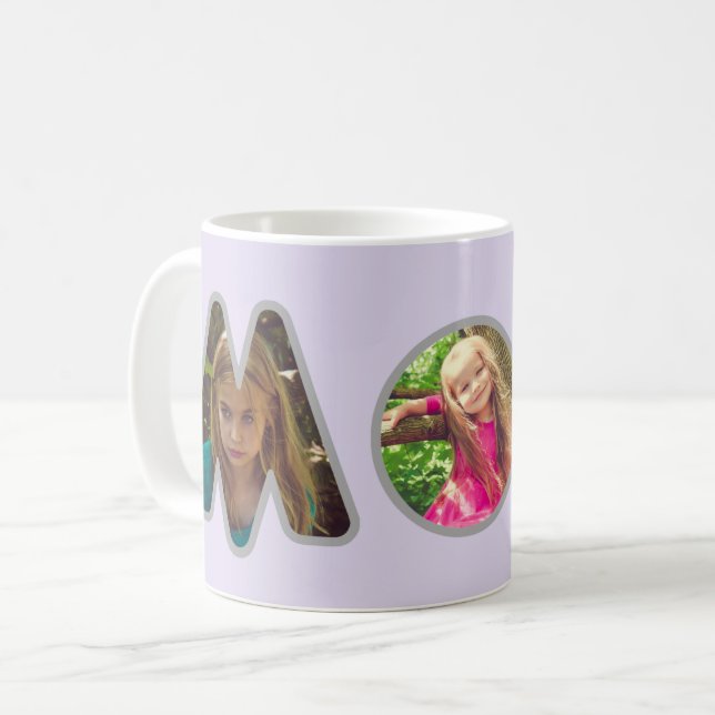 Mug Lavender MOM Fête des mères Collage photo (Devant gauche)