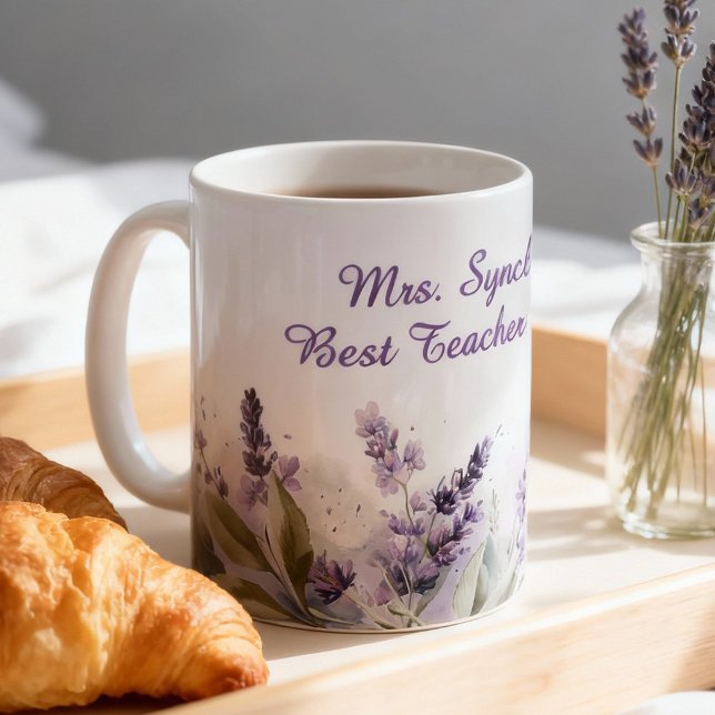 Mug Lavender Spring Floral Best Teacher Appreciation (Créateur téléchargé)