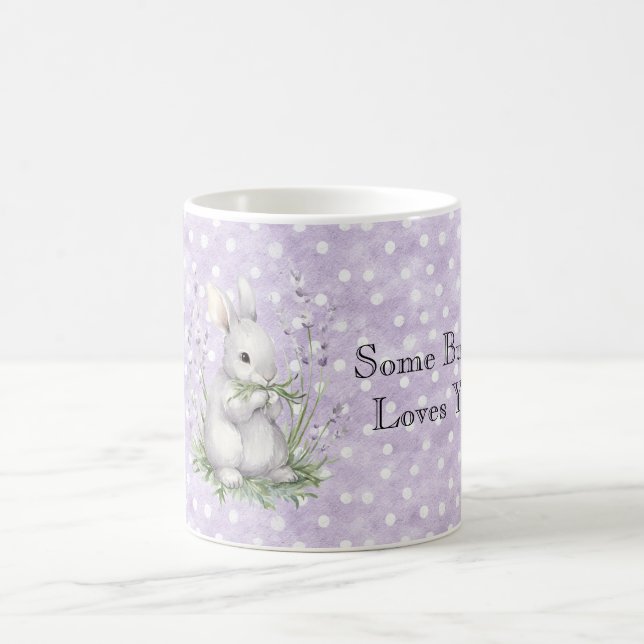 Mug Lavender White Polka Dots Bunny Rabbit Love (Centre)