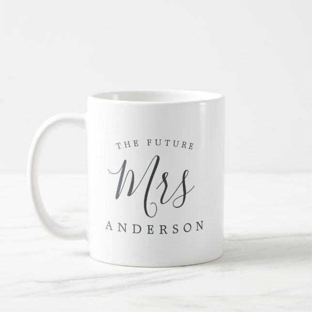 Mug L'avenir Mme Black White Fiançailles Cadeau (Gauche)