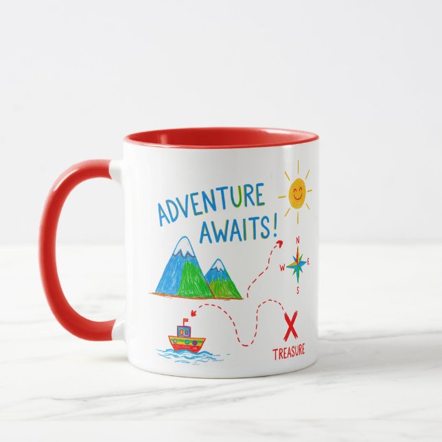 Mug L'aventure Attend Carte au Trésor Dessin Enfants (Gauche)