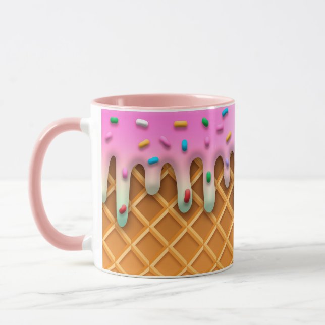 Mug Lavette de crème glacée rose cône avec arroses (Gauche)