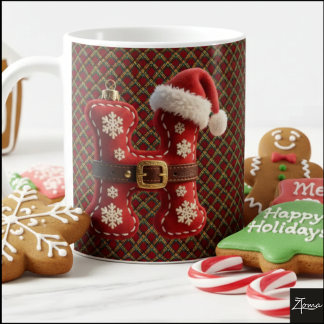 Mug Layered Pastel Gold Trim Letter H