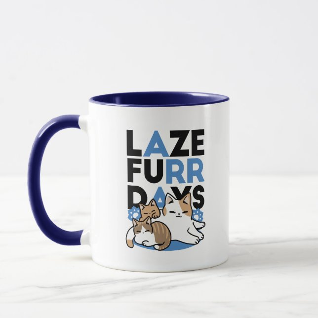 Mug Laze Furr Days - Cute Lazy Cats Design (Gauche)