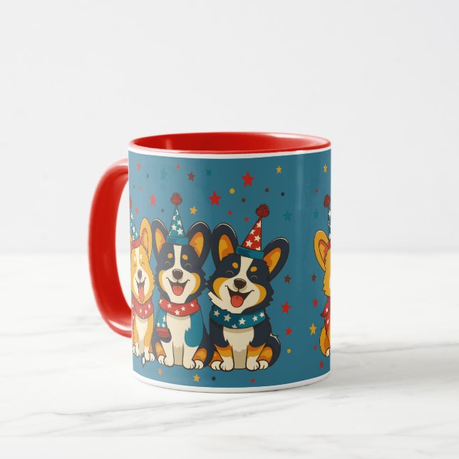Mug Le 4 Juillet Pembroke Welsh Corgi Dogs (Devant gauche)