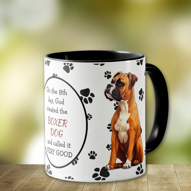Mug Le 8e jour Dieu a créé des chiens de boxe (Créateur téléchargé)