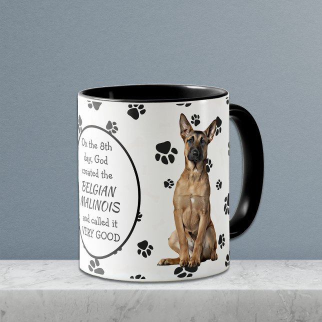 Mug Le 8e jour Dieu créa des chiens malinois (Créateur téléchargé)