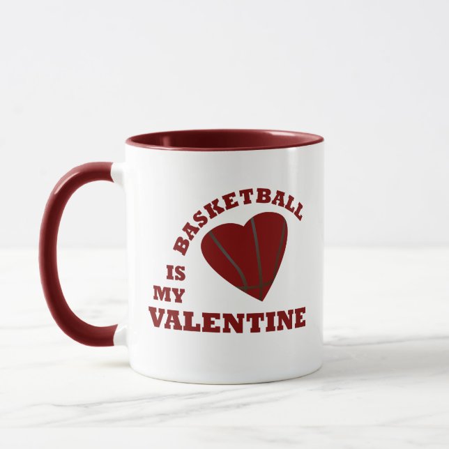 Mug le basket-ball est ma valentine au coeur rouge (Gauche)