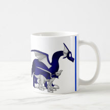 Le bleu marine/dragons argentés de mère et