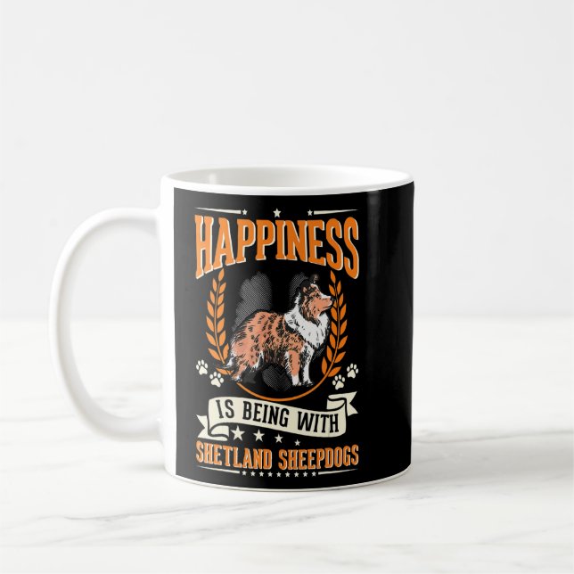 Mug Le Bonheur Avec Shetland Sheepdogs Sheltie (Gauche)