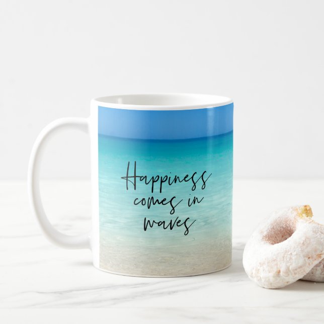 Mug Le bonheur vient à Waves Beach Citation (Avec donut)