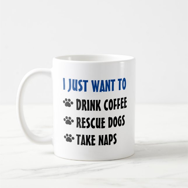 Mug Le café de boissons, chiens de délivrance, (Gauche)