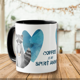 Mug Le café est mon esprit Animal Raccoon