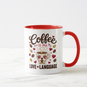 Mug Le café est mon langage de l'amour Drôle Rouge Deu