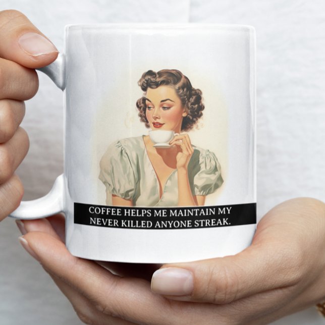 Mug Le café m'aide drôle rétro des années 50 (Créateur téléchargé)