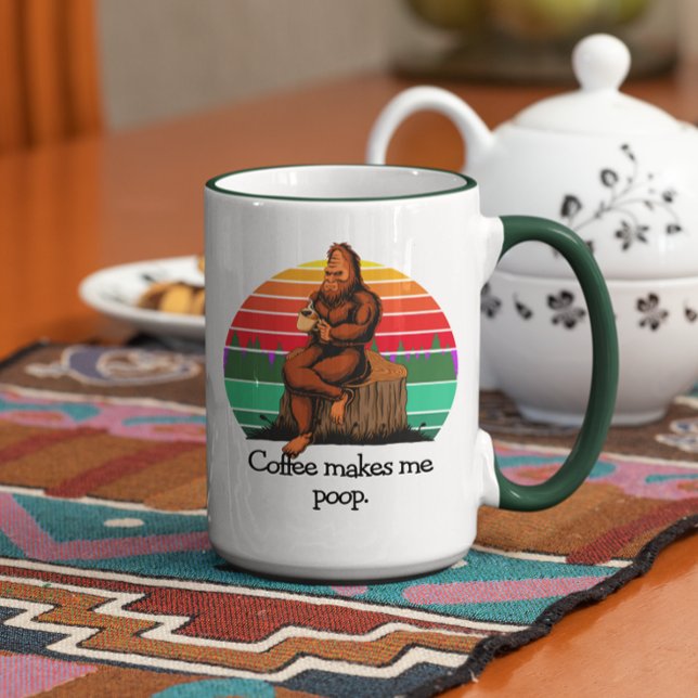 Mug Le café me fait poop Bigfoot Sasquatch Drôle 15oz (Créateur téléchargé)