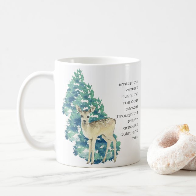 Mug Le Cerf De Roe Danse À Travers La Neige (Avec donut)