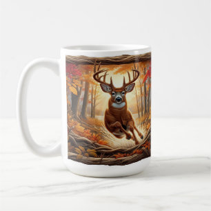 Mug Le Cerf Saute À Travers Une Forêt D'Automne Vibran