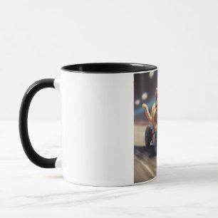 Mug Le chat conduit une voiture de course bleue
