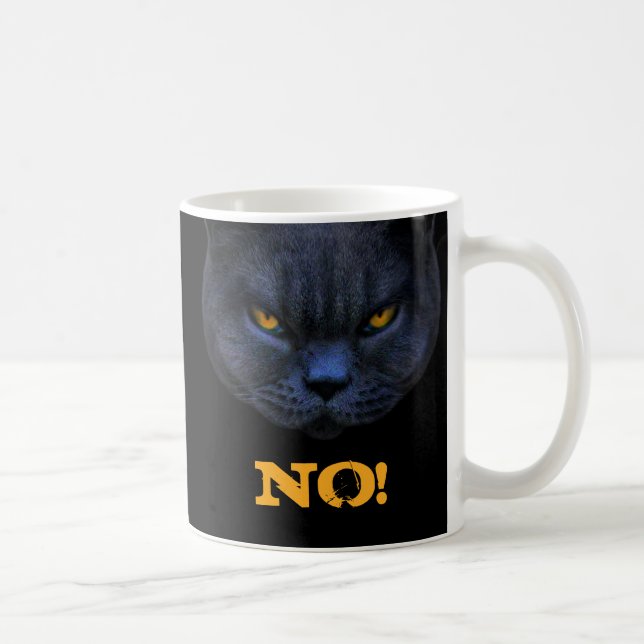 Mug Le chat croisé drôle indique NON ! (Droite)