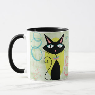 Mug Le Chat noir atomique moderne du milieu du siècle 
