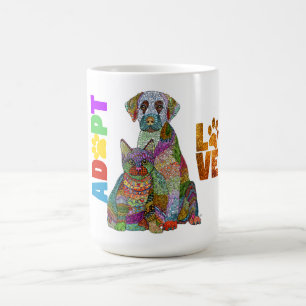 Mug Le chien et le chat adoptent Ne pas acheter Secour