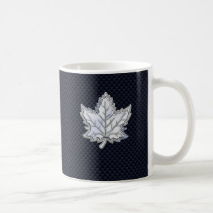 Mug Le chrome aiment la feuille d'érable sur le noir