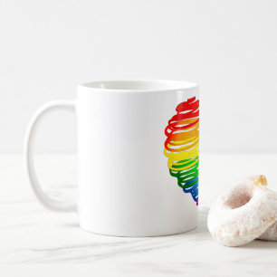 Mug Le cœur arc-en-ciel de SlipperyJoe griffonné tourb