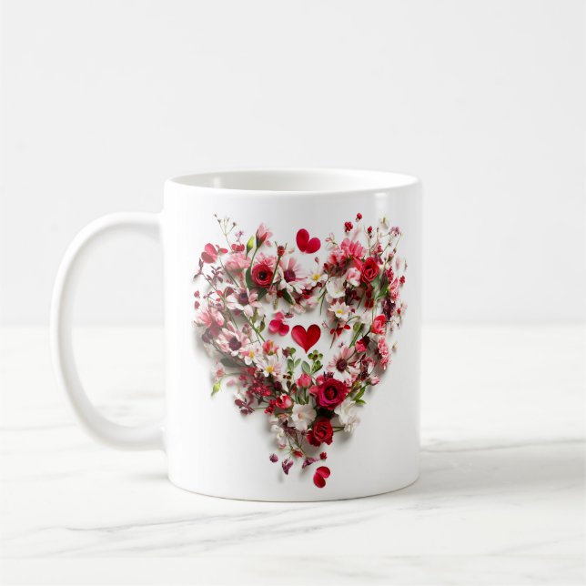 Mug Le coeur de la Saint Valentin de la Flore Rouge (Gauche)