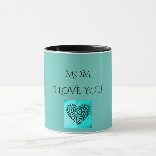 Mug Le coeur deux de turquoise de "MAMAN" JE T'AIME a (Centre)