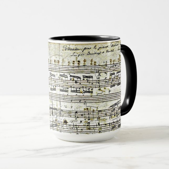 Mug Le design musical "polonaise" de Chopin (Devant droit)