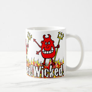 Mug Le diable méchant avec Trident dans les flammes
