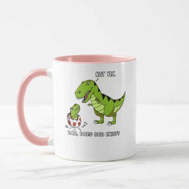 Mug Le Dinosaure T-Rex Dinosaure Dit Que Dieu existe (Gauche)