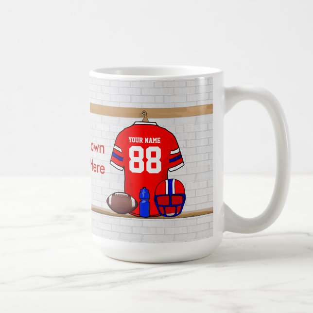 Mug Le football bleu blanc rouge personnalisé Jersey (Droite)